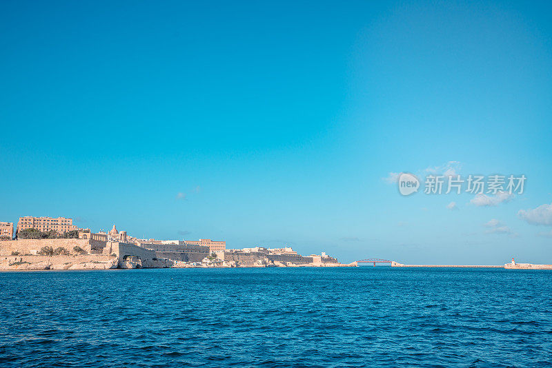 瓦莱塔海滨，Fort Ricasoli，下和上barrakka花园在大港口在马耳他